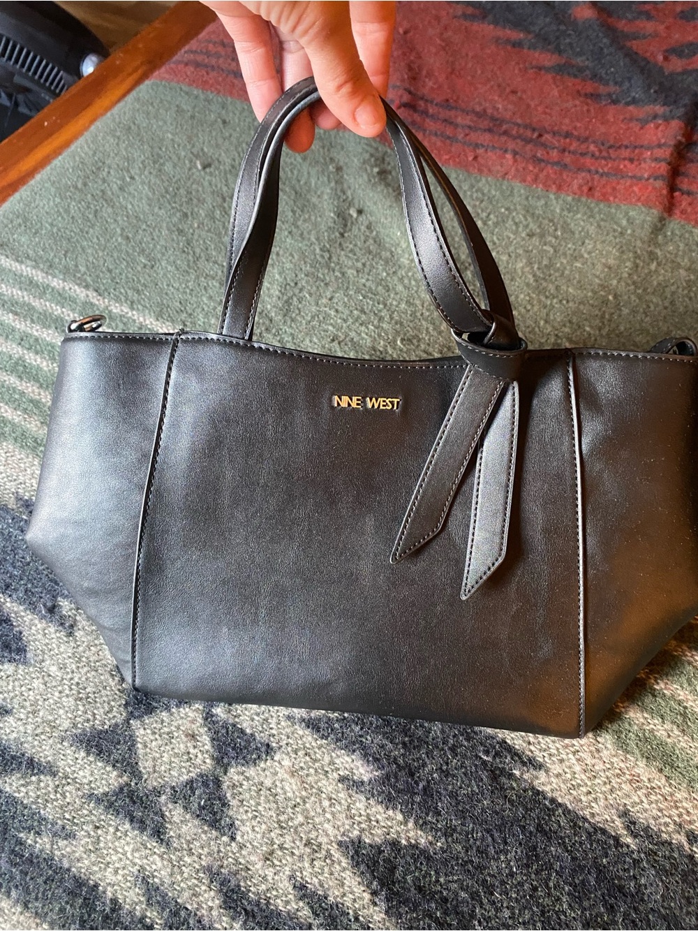 Nine West Black Faux Leather Satchel Tote